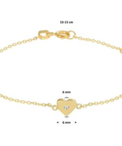 Huiscollectie Armband Goud Hartje Zirkonia 1,0 mm 13 - 15 cm