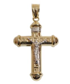 14 karaat bicolor gouden kruis hanger