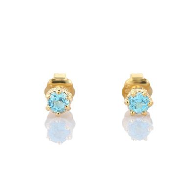 Oorknopjes Geboortesteen Maart Aquamarijn Goud | cadeau dames