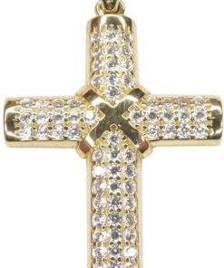 14 karaat geel gouden zirkonia kruis