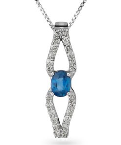 Orphelia HD-4203 - Hanger - 18 Karaat Witgoud - Diamant 0.12 ct / Saffier 0.20 ct