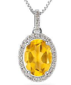 Orphelia HD-4202 - Hanger - 18 Karaat Witgoud - Diamant 0.14 ct / Citrine 1.37 ct