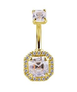 18 Karaat Goud Navelpiercing - Imperial Cut Swarovski Zirconia
