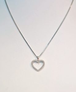 Hanger - hartje - witgoud - 14 karaat - diamant - GPP0284 - sale Juwelier Verlinden St. Hubert - van €520,= voor €399,=