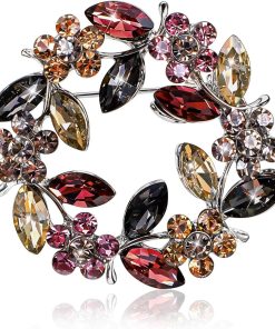 Allecto Plus - Vintage bloem broche met strass en kristal glas voor vrouwen - Sjaal pin voor kleding - Decoratief voor jassen, sjaals, en meer - Elegante accessoire voor bruiloften, jubilea, en feesten - Eén maat - Gemaakt van zink