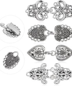 Allecto Plus - Vintage Swirl Trui Clips 4 stks - Cape Vest Sjaal Kraag Jurk Shirt Broche (zilver) - Geen edelsteen