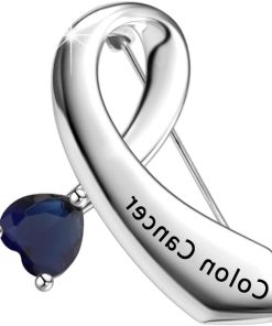 Allecto Plus - CENWA Colon Cancer Awareness Speldje Geschenk - Blauwe Lint Sieraad met Zoekwoorden Kanker Bewustzijn