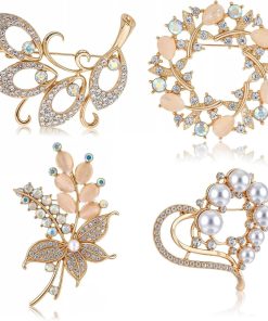 ByShane - Broches voor dames - bruiloft broche - goud - kristallen - sjaal accessoire