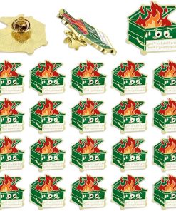 Allecto Plus - Set van 20 Broche-pinnen met vuilnisemmerbrandontwerp - Perfect voor kerstcadeaus - Gemaakt van geëmailleerd metaal met legering - Inclusief 20 knopen - Afmetingen 2,7x2,8 cm