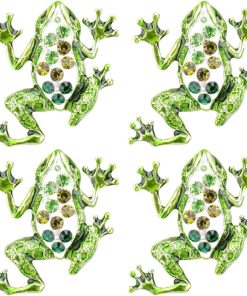 Allecto Plus - Set van 4 Decoratieve Kikker Broches - Vintage Retro Kledingornament voor Vrouwen - Legering - 5.5x5.2CM