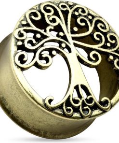 Tree Of Life Antiek gold plated Tunnel - 22 mm ©LMPiercings