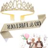 Allecto Plus - Fantastische verjaardagssjerp en strass kroonset - 60e verjaardag - Tiara met kristallen - Vrouwen - Verjaardagscadeaus - Gelukkige 60 jaarviering