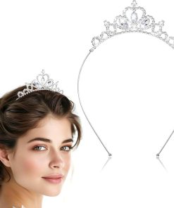 Allecto Plus - Princess Crown Tiara met Kristallen - Haaraccessoires voor Vrouwen - Verjaardag Bruiloft - Zilver - Niet-edel - Feestdagen.