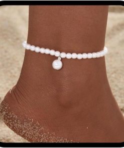 Boho Pearl Enkelbanden voor Dames - Vrouwelijke Enkelbanden met Kralen - Voetjuwelen voor Vrouwen - Gratis Maat - Kristalopdruk