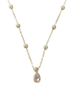 Gouden zirkonia peer hanger