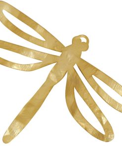 Gouden Messing Geslagen Libelle Broche - Uniek Accessoire - Elegante Sieraad