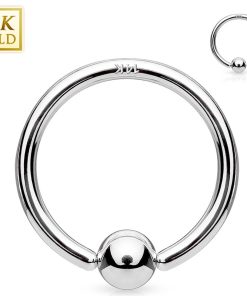 14K Wit Goud Ball Closure Ring piercing - 8 mm