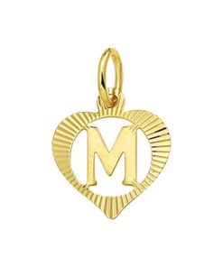 14K Geelgouden Hanger hart letter M - 4006354