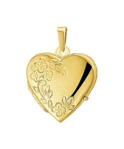 14K geelgoud medaillon hart gravure poli/mat 4015854