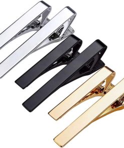 6 Pack Stropdasclips in Zilver, Goud en Zwart - Vierkante Randen - Voor Stropdas Bruiloft en Zakelijk Gebruik