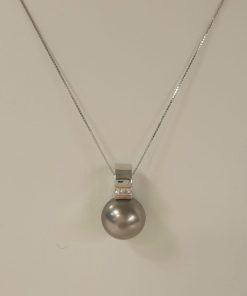Hanger witgoud - Tahiti parel - diamant - 18 karaat - sale Juwelier Verlinden St. Hubert – van €1750,= voor €995,=
