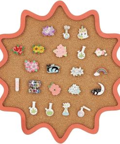 Allecto Plus - Kurk Pin Board voor Broche Pin Opslag en Wanddecoratie in Oranje Kleur voor Thuis of Kantoor met Bloemmotief
