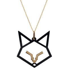 HÔBE | Zorro Hanger | 14 Karaat Goud Verguld Messing| Zwart Celluloseacetaat | Lengte: 4cm | Breedte: 4 cm | 100% Nikkelvrij | Handgemaakt | Zonder Ketting