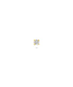 14 karaat Geelgouden Labret 1.0 x 8 mm met zirkonia 2 mm vierkant- Gold - Piercing - labret piercing - neuspiercing staafje - tragus piercing - Monroe piercing- Oorpiercing