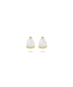 Lev Sieraden oorknoppen zirkonia 5 mm 14k Geelgouden oorknoppen uitgevoerd met zirkonia peervorm