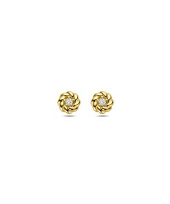 Lev sieraden oorknoppen zirkonia 5 mm 14 karaat Geelgouden oorknoppen uitgevoerd met zirkonia.