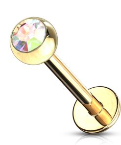 piercing steentje multi kleur gold plated - LMPiercings