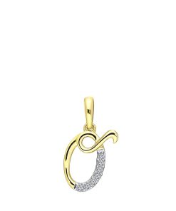 Lucardi Dames alfabet hanger met diamant (0,03ct) - Hanger - Cadeau voor vrouwen - 14 Karaat Goud - Geelgoud