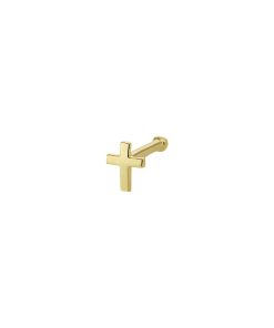 lev Sieraden 14 Karaat geelgoud neus piercing met kruis