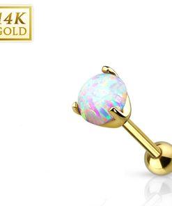 14 kt. piercing met opal steen 5mm - LMPiercings