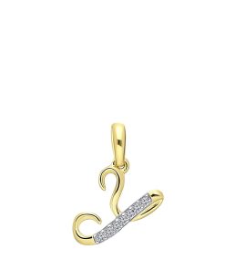 Lucardi Dames alfabet hanger met diamant (0,03ct) - Hanger - Cadeau voor vrouwen - 14 Karaat Goud - Geelgoud