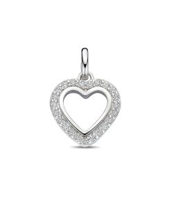 zilver gerhodineerd hanger hartje zirkonia 17,5 mm 1339761