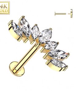 14KT Piercing 7 marquise top 8mm - LMPiercings
