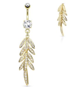 Navelpiercing blad gold plated - LMPiercings