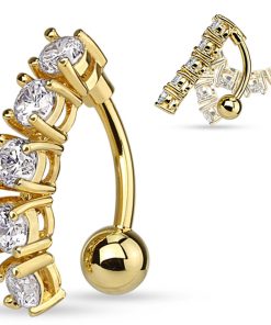 Piercing 5 steentje wit gold plated 14kt. - LMPiercings