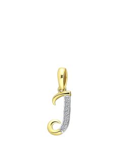 Lucardi Dames alfabet hanger met diamant (0,03ct) - Hanger - Cadeau voor vrouwen - 14 Karaat Goud - Geelgoud