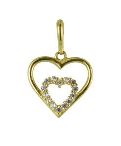 Silventi 9NBSAM-G190100 Gouden Hangertje - Dames - Hartje - Zirkonia - 10 x 11 mm - 14 Karaat - Bedel - Goud