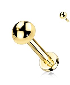 Piercing flat dome gold plated 1.2x8 - LMPiercings