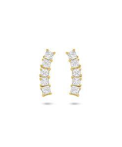 Lev sieraden oorknoppen zirkonia 12 mm 14 karaat Geelgouden oorknoppen met zirkonia
