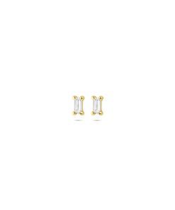 Lev Sieraden oorknoppen zirkonia 3,5 mm 14 karaat Geel gouden oorknoppen uitgevoerd met zirkonia.