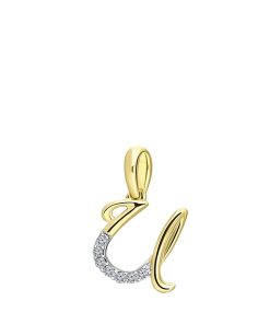 Lucardi Dames alfabet hanger met diamant (0,03ct) - Hanger - Cadeau voor vrouwen - 14 Karaat Goud - Geelgoud