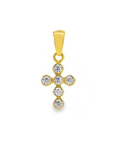 Juwelier Zwartevalk 14 karaat gouden kruis hanger met zirkonia - 14.209