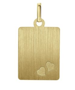 Lucardi Unisex 14 Karaat geelgouden graveerplaat hartjes - Hanger - 14 Karaat Goud - Geelgoud