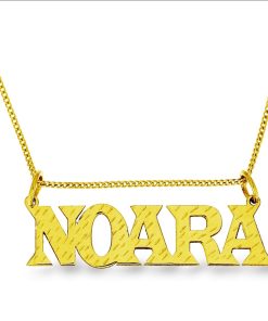 Gouden Naamplaat 14 Karaats Goud - Model Naora