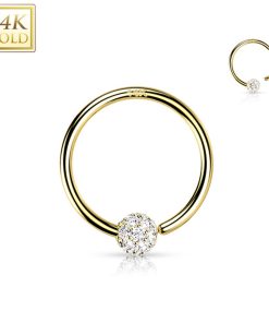 14kt goud buigbare ring fixed ball 1.2x10 - LMPiercings