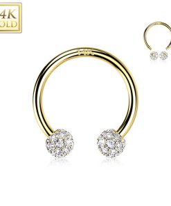 14kt goud horseshoe fixed ball 1.2x8
